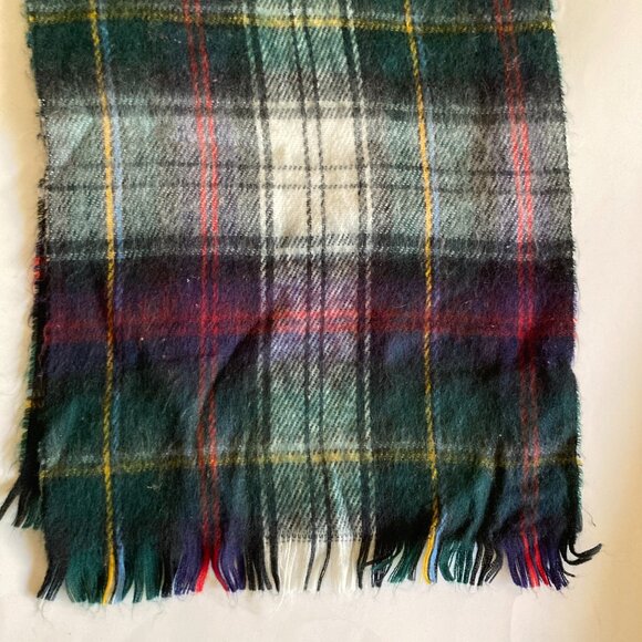 Vtg Plaid Cashmere Feel Acrylic Blanket Scarf Green Dress Malcolm Tartan Japan - Picture 7 of 10